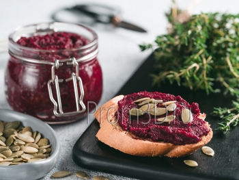 Beetroot pesto with copy space